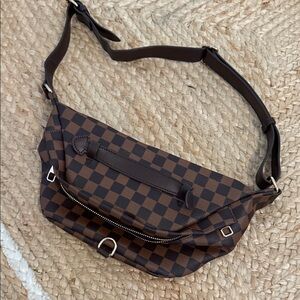 Brown Checkered Crossbody Bag